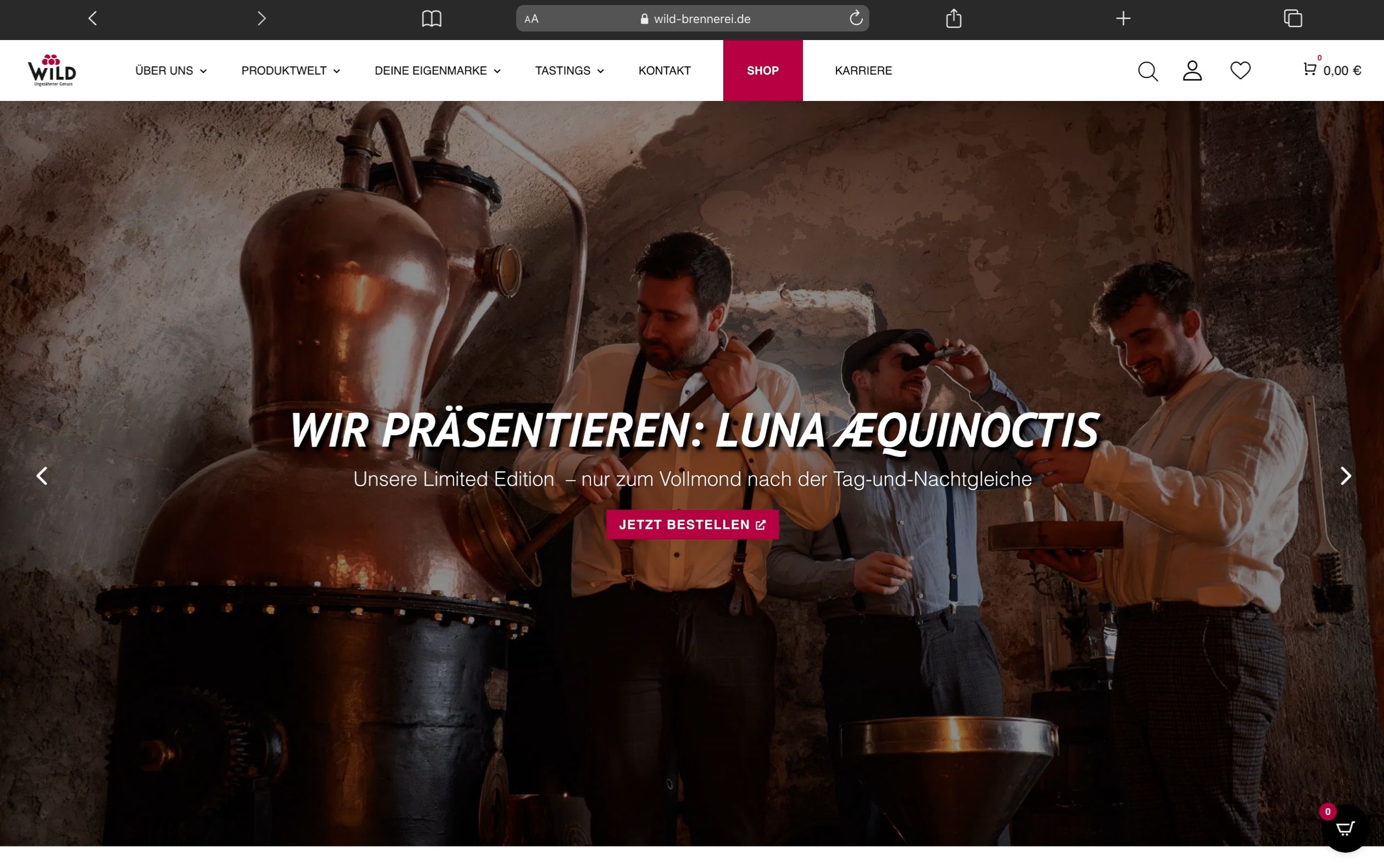 Projekt Brennerei und Weingut Wild: Website und Onlineshop neu aufgebaut